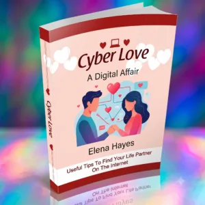Cover of the Cyber Love online dating ebook displayed on a laptop screen.