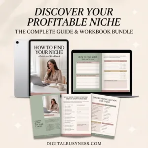Entrepreneur using the Discover Your Profitable Niche Guide and Workbook to brainstorm and validate online business ideas.