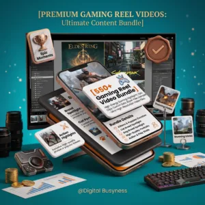 550+ ready-to-post gaming reels bundle displayed on a smartphone screen showing viral gameplay