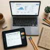 Creator reviewing digital product sales data and revenue charts on a laptop, representing profitable digital product trends