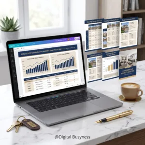 Real Estate CMA Canva Template comparative market analysis presentation deck mockup for digitalbusyness