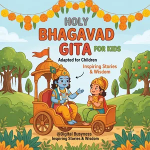 A digital tablet displaying the cover of the Holy Bhagavad Gita for Kids ebook