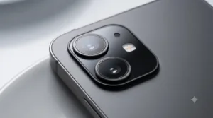 Concept render of Apple's rumored first foldable iPhone shown half-open, highlighting the hinge and inner display crease