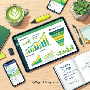 Marketer mapping out a strategy using the create successful marketing plan course on digitalbusyness