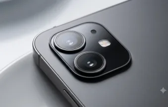 Concept render of Apple's rumored first foldable iPhone shown half-open, highlighting the hinge and inner display crease
